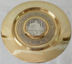 Solid silver gilt antique French Romanesque Chalice.